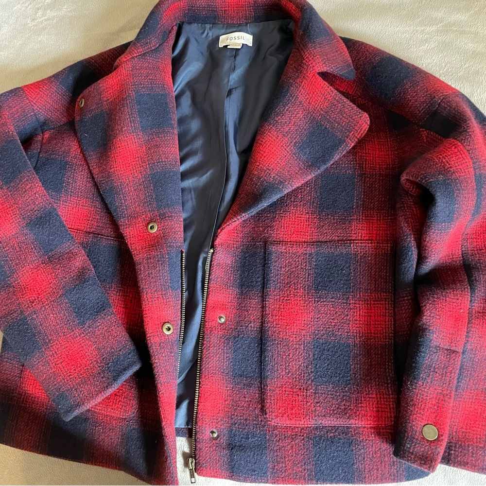 Wool And Angora Blend Fossil Plaid Fossil Jacket - image 6